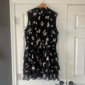 Express Mini XL Dress Chiffon Mock Neck Tiered Sleeveless